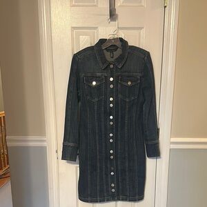 White House Black Market Blue Long Sleeve Polo Dress